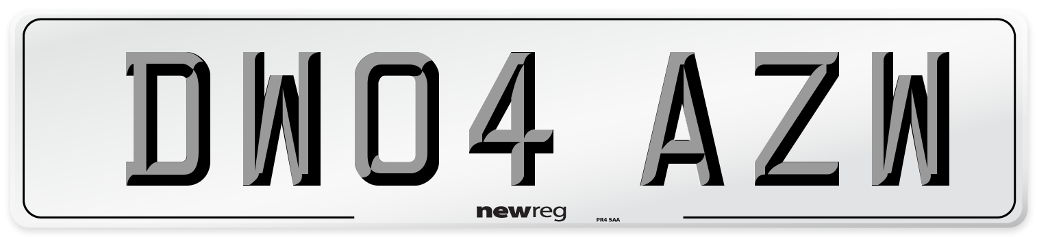 DW04 AZW Number Plate from New Reg